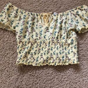 Yellow off the shoulder crop top